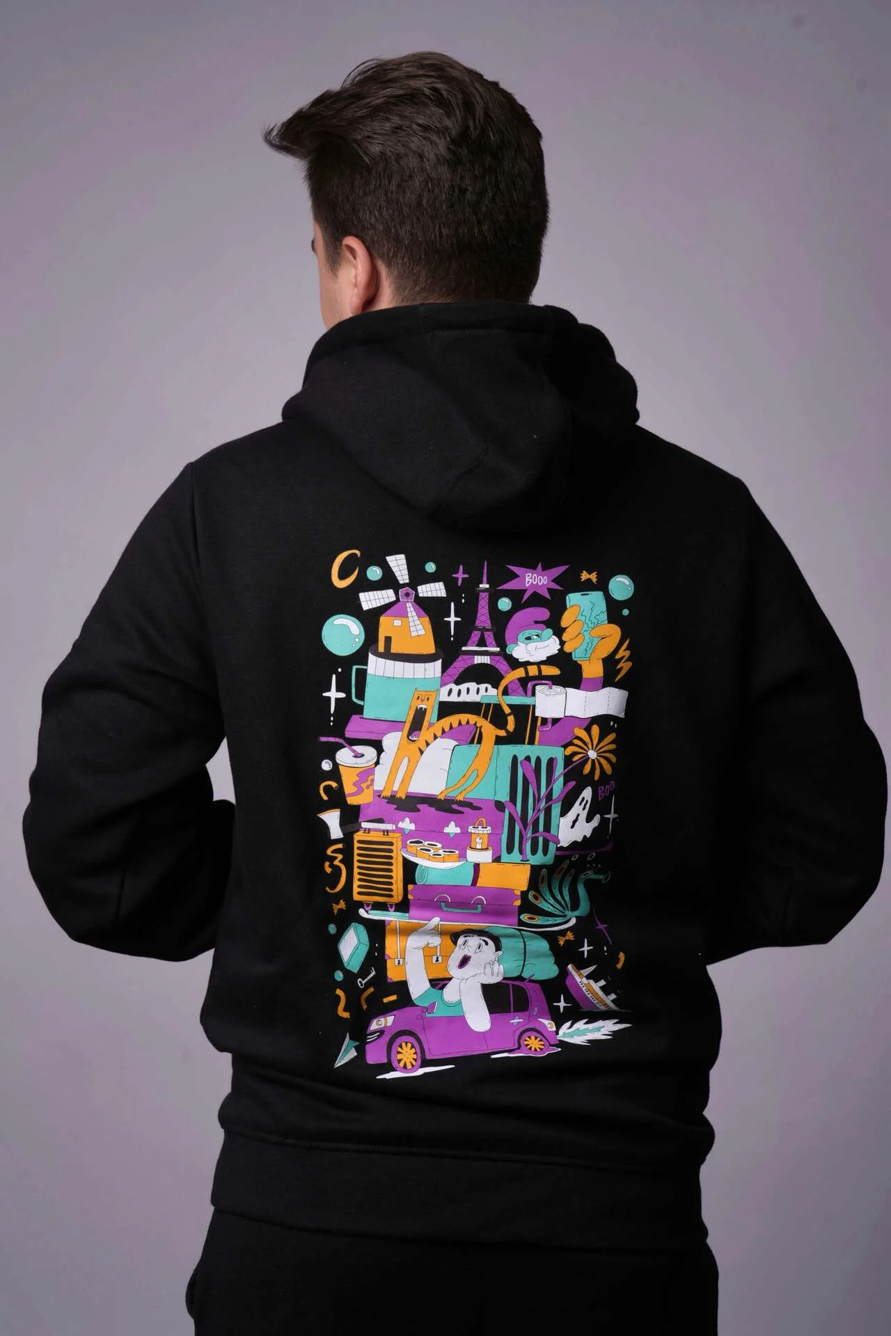 Vítek design přes celé záda Mikina Černá