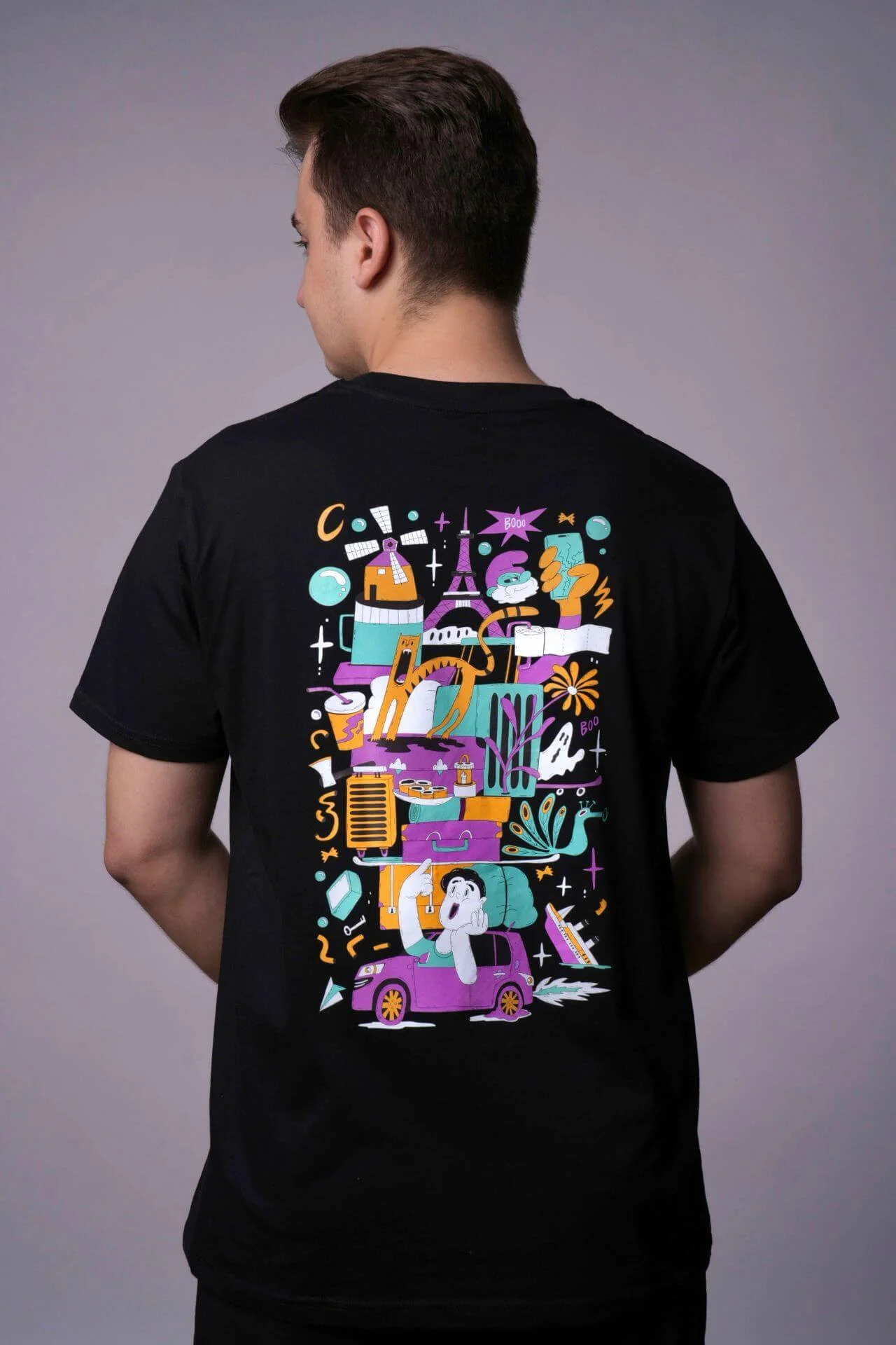 Vítek design přes celé záda Tričko Černé